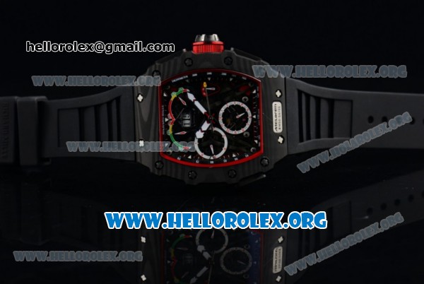 Richard Mille RM 50-03 Chrono Japanese Miyota 9015 Automatic Movement PVD Case with Skeleton Dial and Black Rubber Strap - Click Image to Close